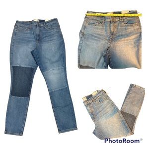 NWT UNIVERSAL THREAD "PATCHED" JEANS BLUE HIGH RISE SKINNY Size 12.